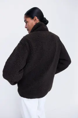 MAMA Veste zippée en tissu Teddy bear - Marron foncé — photo 4