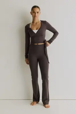 Top de sport croisé en modal - Bruyère foncé — photo 1