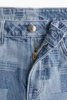 Short en denim façon patchwork - Bleu denim — photo 1
