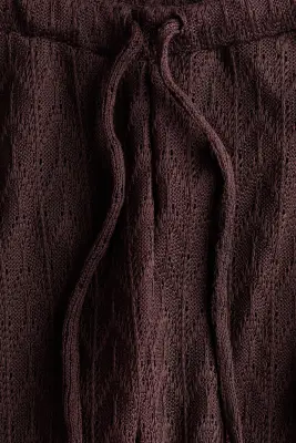 MAMA Pantalon à cordon en maille pointelle - Marron foncé — photo 5
