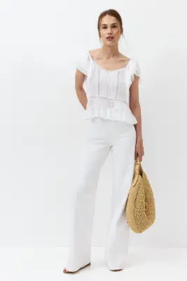 MAMA Blouse d’allaitement avec dentelle - Blanc — photo 2