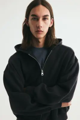 Veste à capuche zippée Oversized Fit - Noir — photo 1