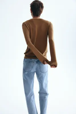 Pull en laine mérinos - Marron — photo 3