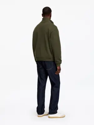Sweat demi-zippé - Vert kaki foncé — photo 2