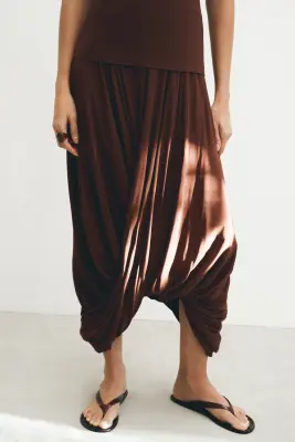 Robe bi-matière avec base à effet boule - Brun rouille — photo 2