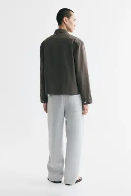 Pantalon jogger barrel Relaxed Fit en scuba - Gris chiné — photo 3