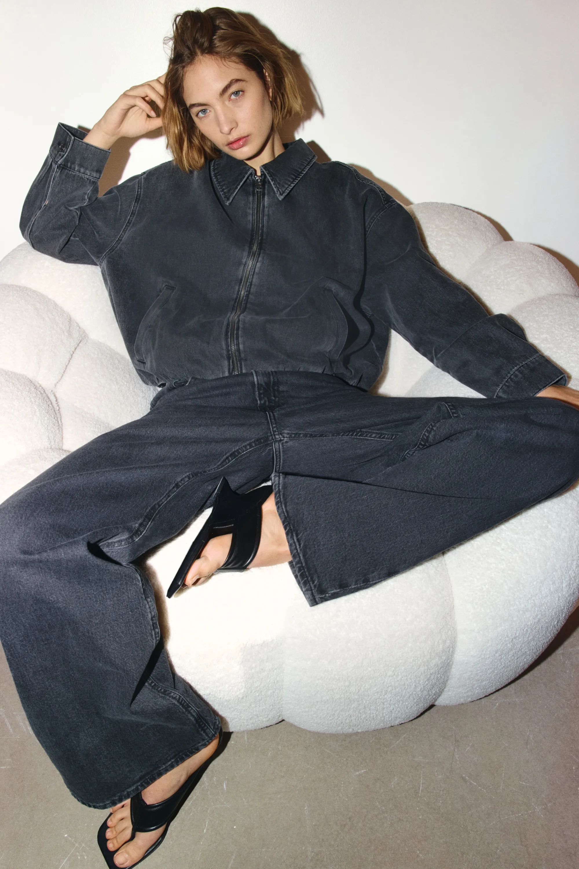 Veste oversize en denim - Gris denim foncé