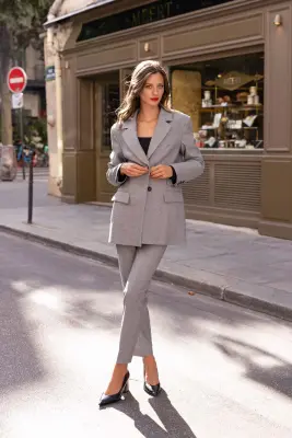 Lennon Tailored Jacket - Grey houndstooth — photo 8