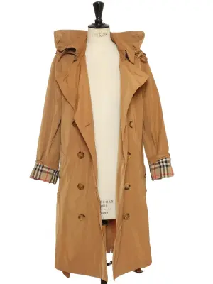 Trench coat mi-long à capuche Kensington en taffetas marron camel Prix boutique 1250€ Taille 40 — photo 4
