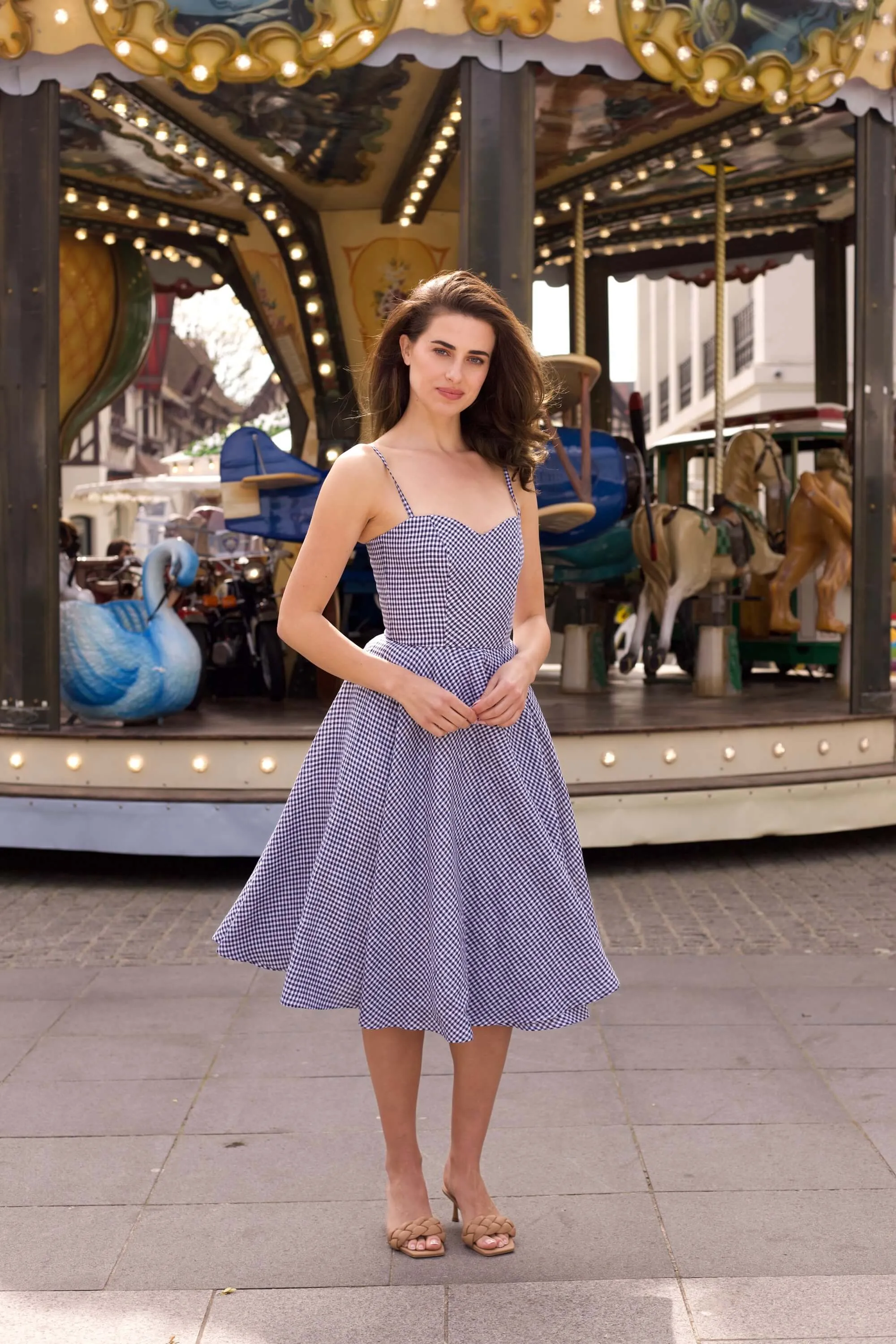 Bardot Linen Dress - Navy