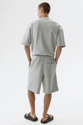Short Relaxed Fit en scuba - Gris clair chiné — photo 2