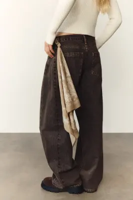 Barrel Regular Waist Jeans - Noir denim délavé — photo 4