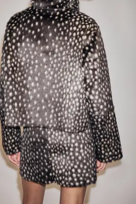 Jupe duveteuse - Marron foncé/pois — photo 1