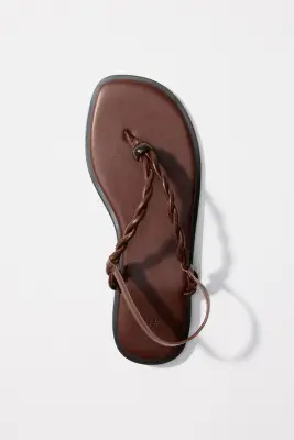 Sandales avec détails torsadés - Marron foncé — photo 1