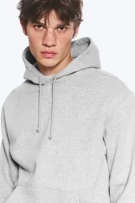 Sweat à capuche classique - Mélange gris poudré clair — photo 1