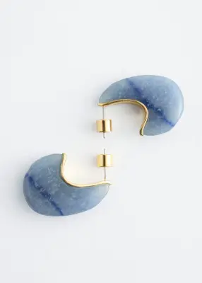 Demi-créoles - Doré / Bleu clair — photo 1