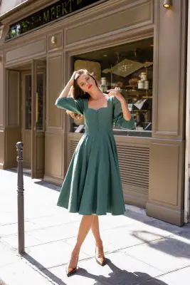 Bardetta Linen Dress - Green — photo 3