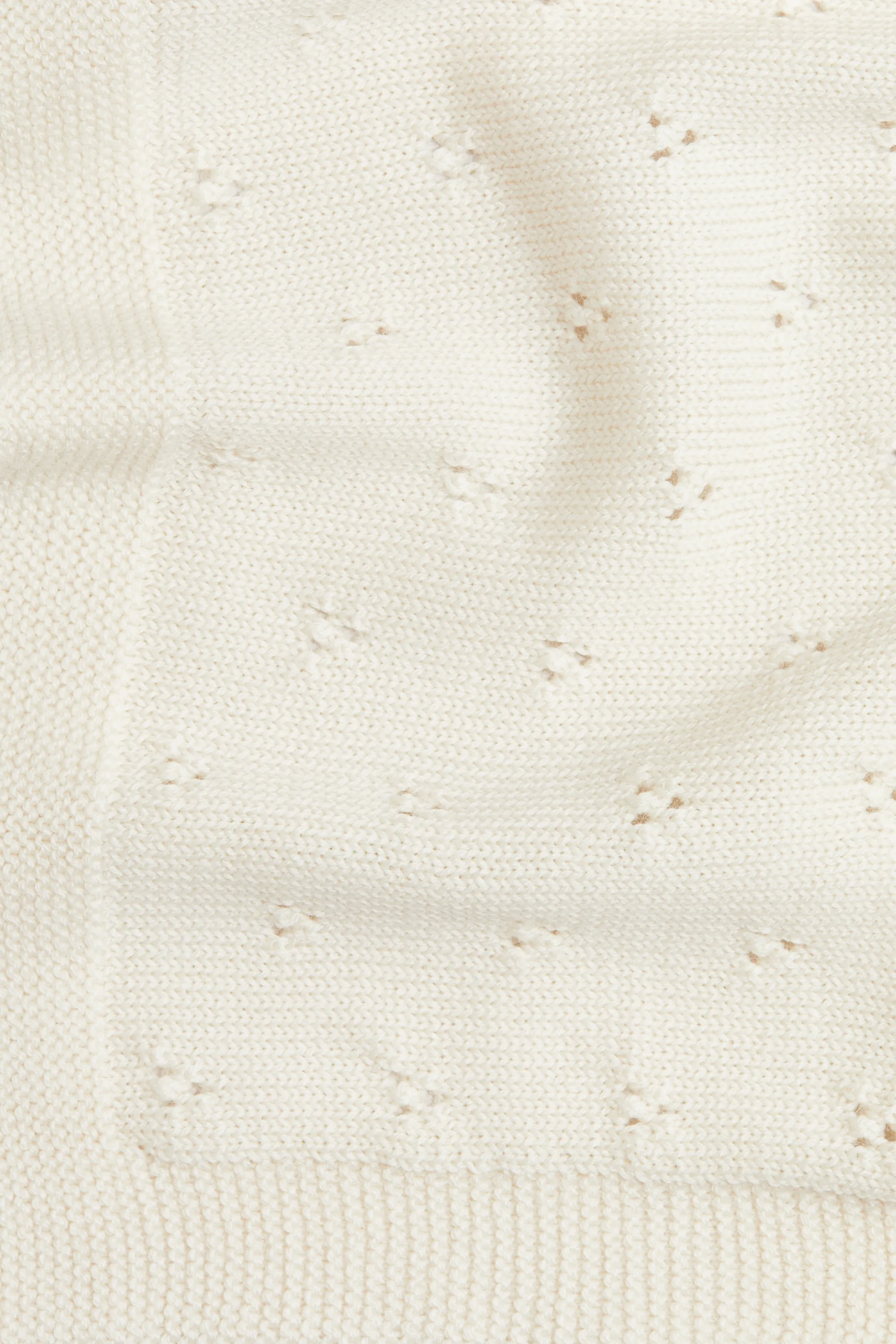 Plaid en maille pointelle de laine - Beige clair