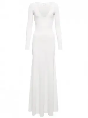 Robe de mariée longue manches longues décolleté V stretch blanc Prix boutique 1390€ Taille 40 — photo 1