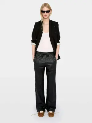 Pantalon Pocha Cuir Froissé — photo 1