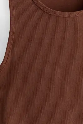 Débardeur côtelé Slim Fit - Marron — photo 5