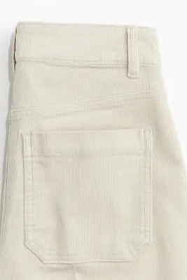 Pantalon évasé en velours côtelé - Beige clair — photo 3
