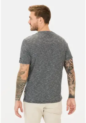 CAMEL ACTIVE TEE SHIRT BOUTONS RAYE Marine — photo 4