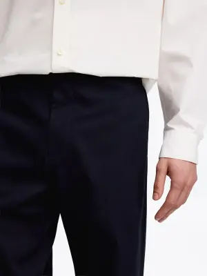 Pantalon décontracté en sergé de coton - Bleu foncé — photo 3