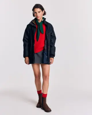 Veste Anaïs bleu marine et léopard fauve Barbour x Balzac — photo 3