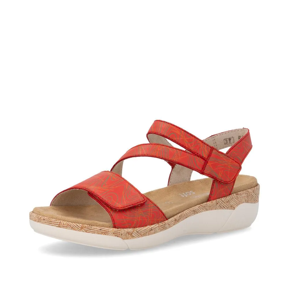 Sandales Remonte R6860-33 Rouges - Velcro Grande Pointure Femme