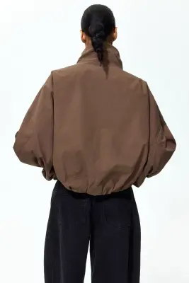Veste en coton avec base à effet boule - Marron — photo 4