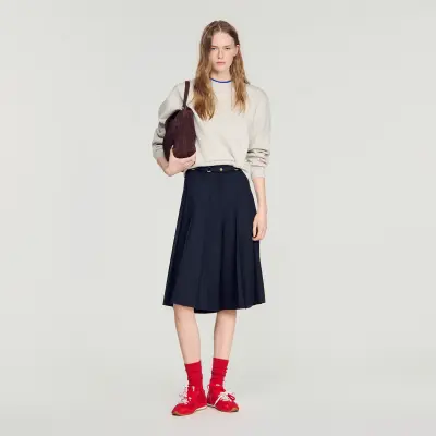 Short long plissé en laine