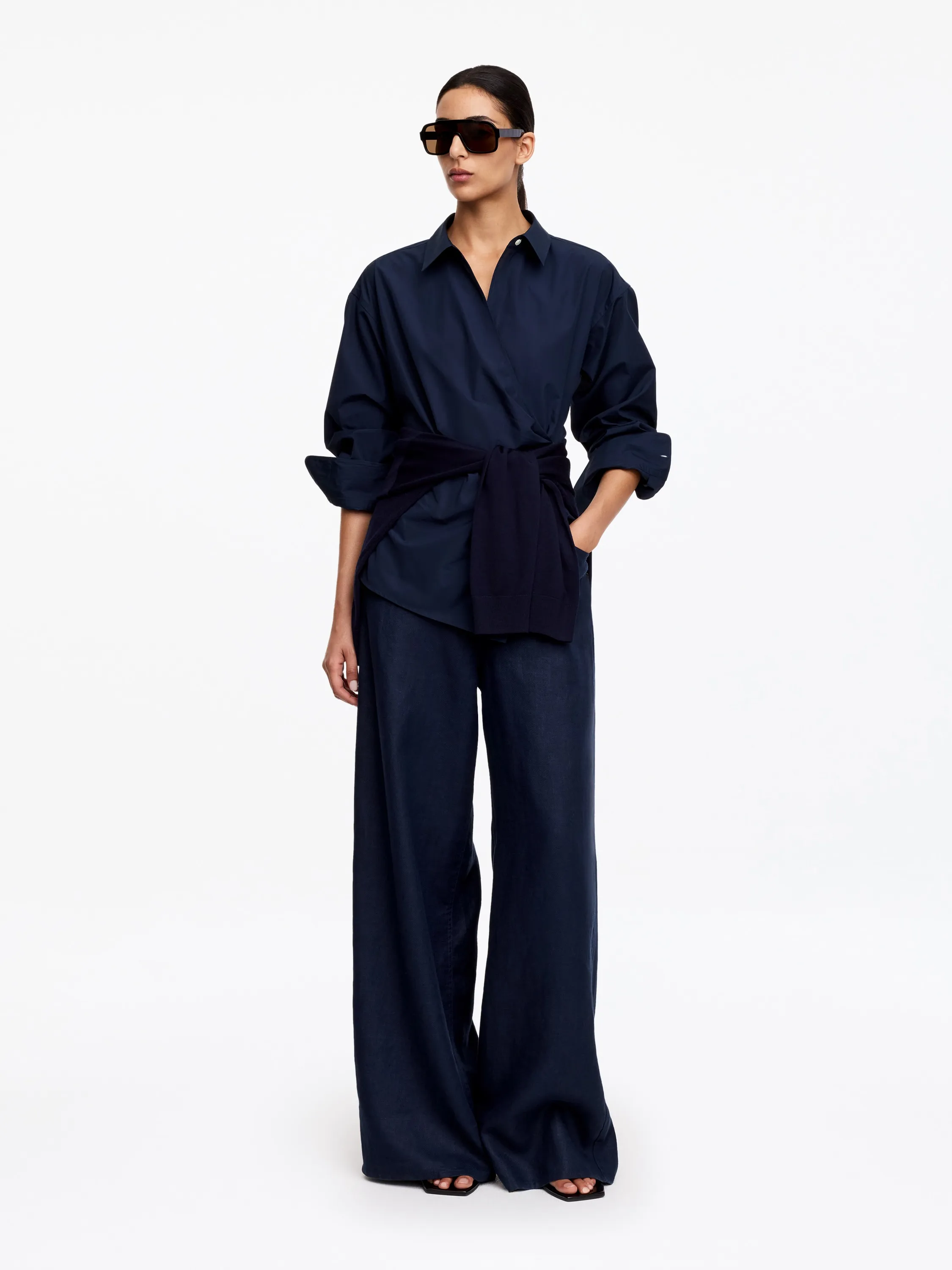 Chemise cache-cœur - Bleu foncé