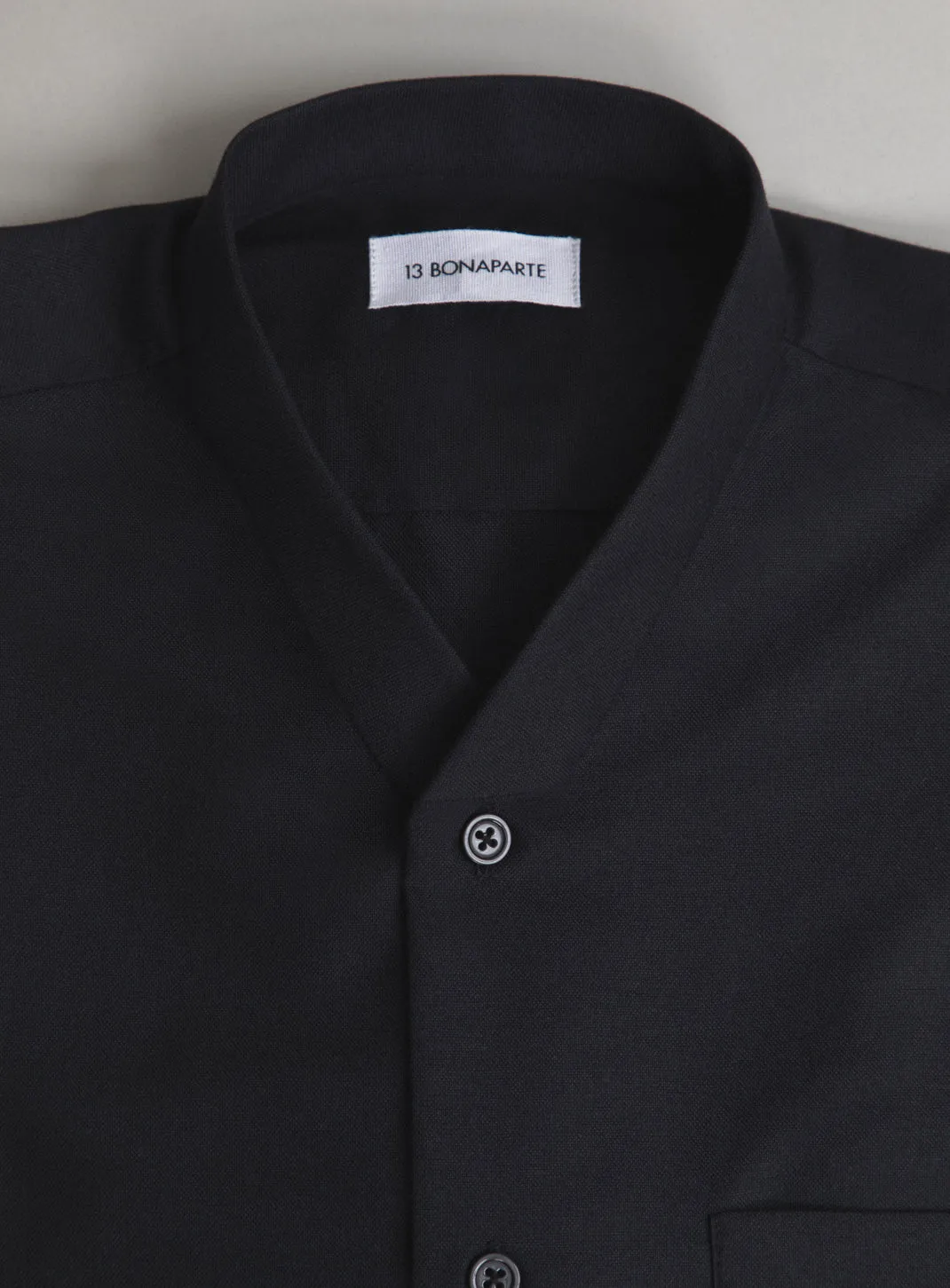 False Collar Shirt in Black Oxford