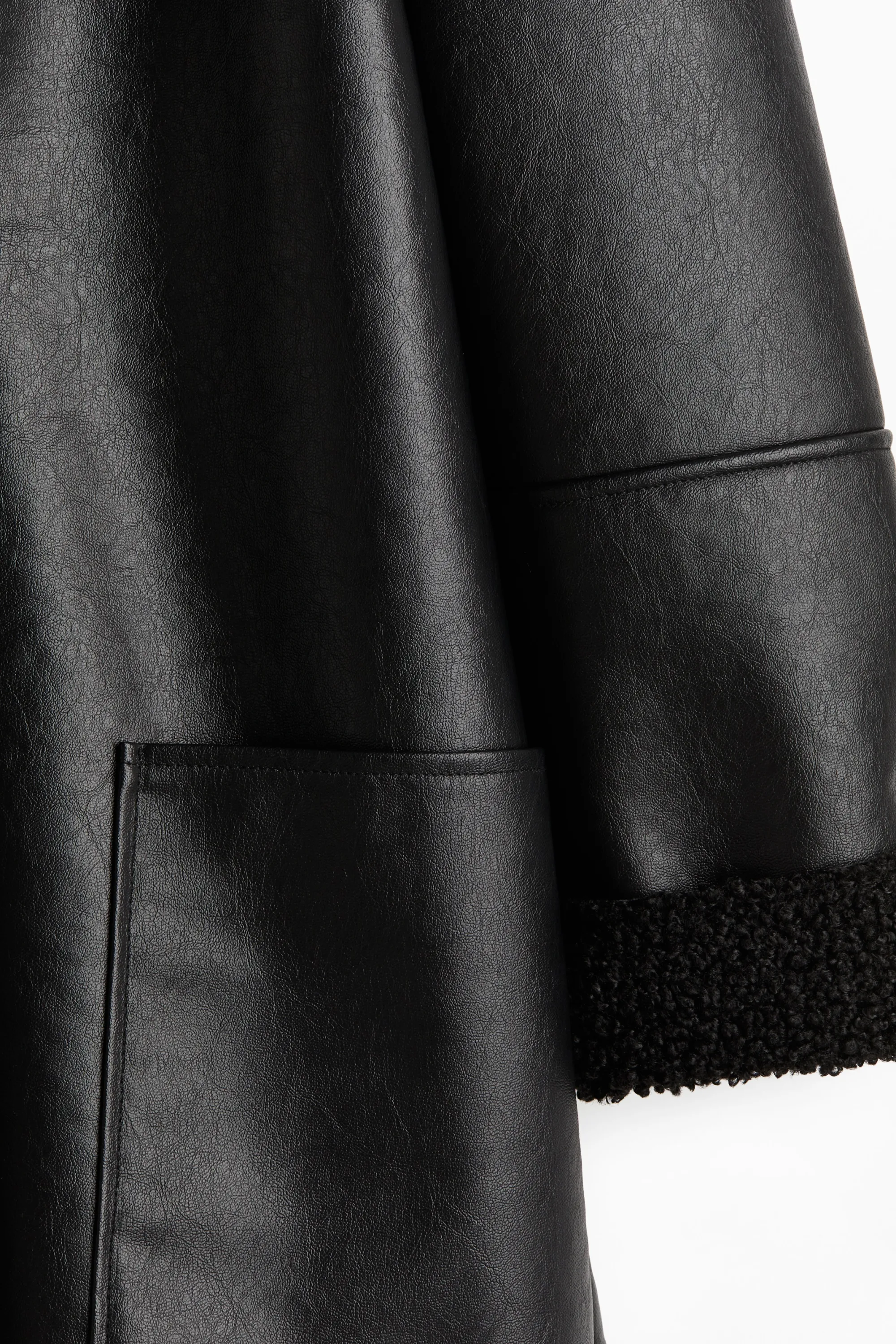 Veste en tissu enduit doublé de tissu Teddy bear - Noir