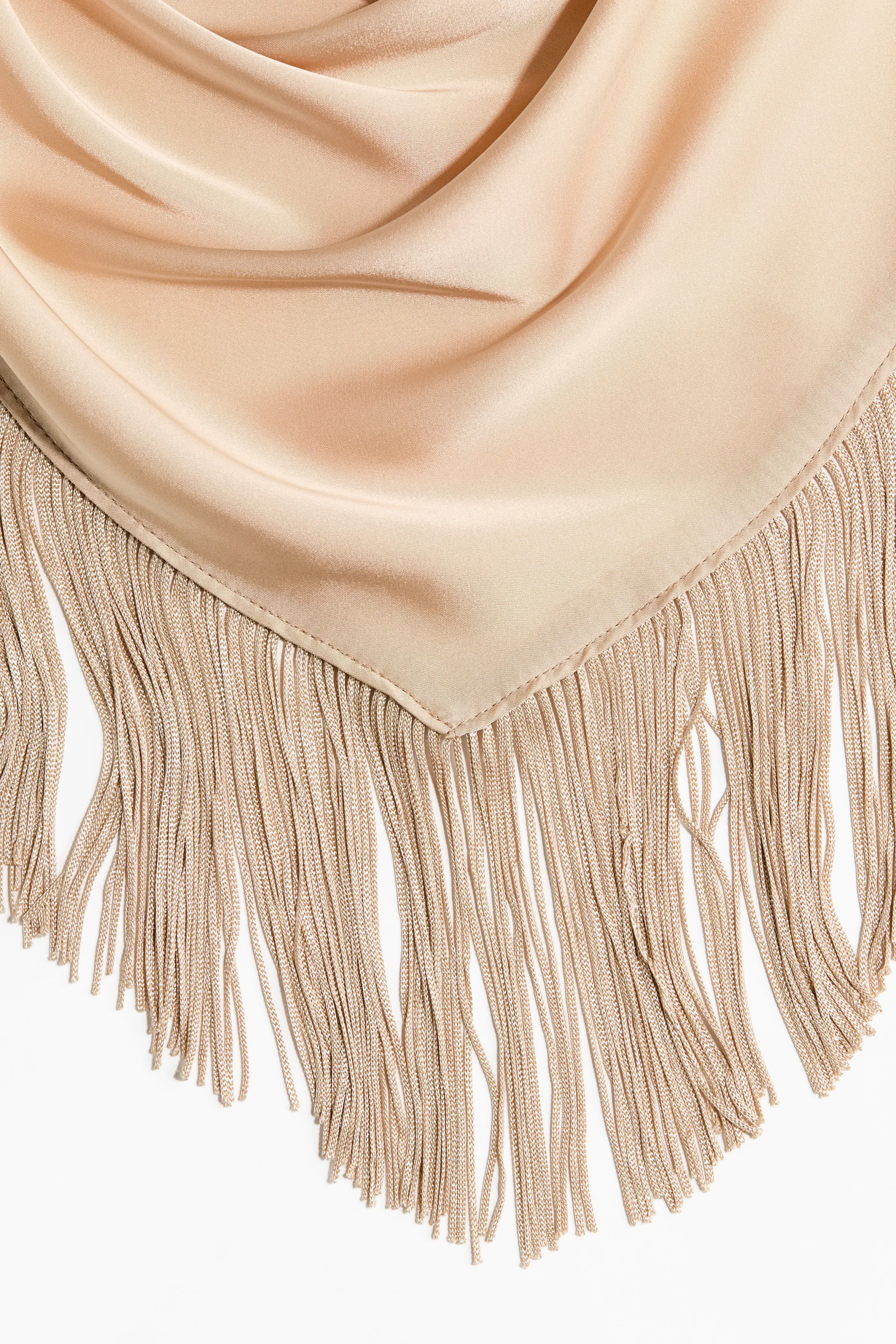 Foulard triangulaire à franges - Beige clair