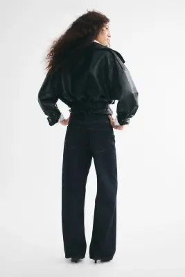 Wide High Waist Jeans - Bleu denim foncé — photo 2