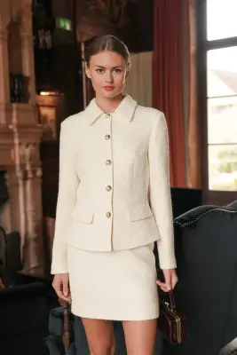 Blanche Short Coat - Grey white — photo 2