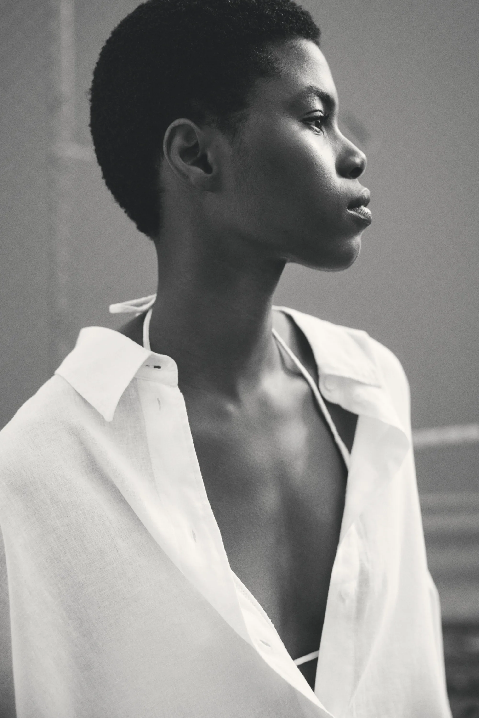 Chemise à manches dolman en lin mélangé - Blanc