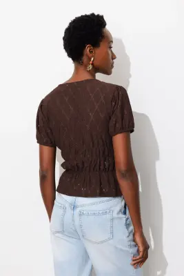 T-shirt smocké ajouré Femme — photo 4