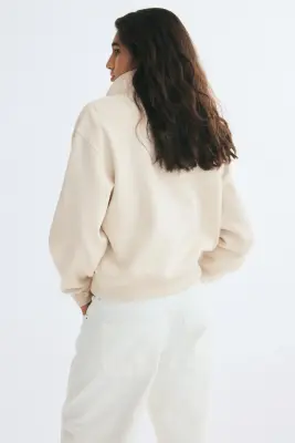 Sweat à col zippé - Beige clair/Atelier — photo 3