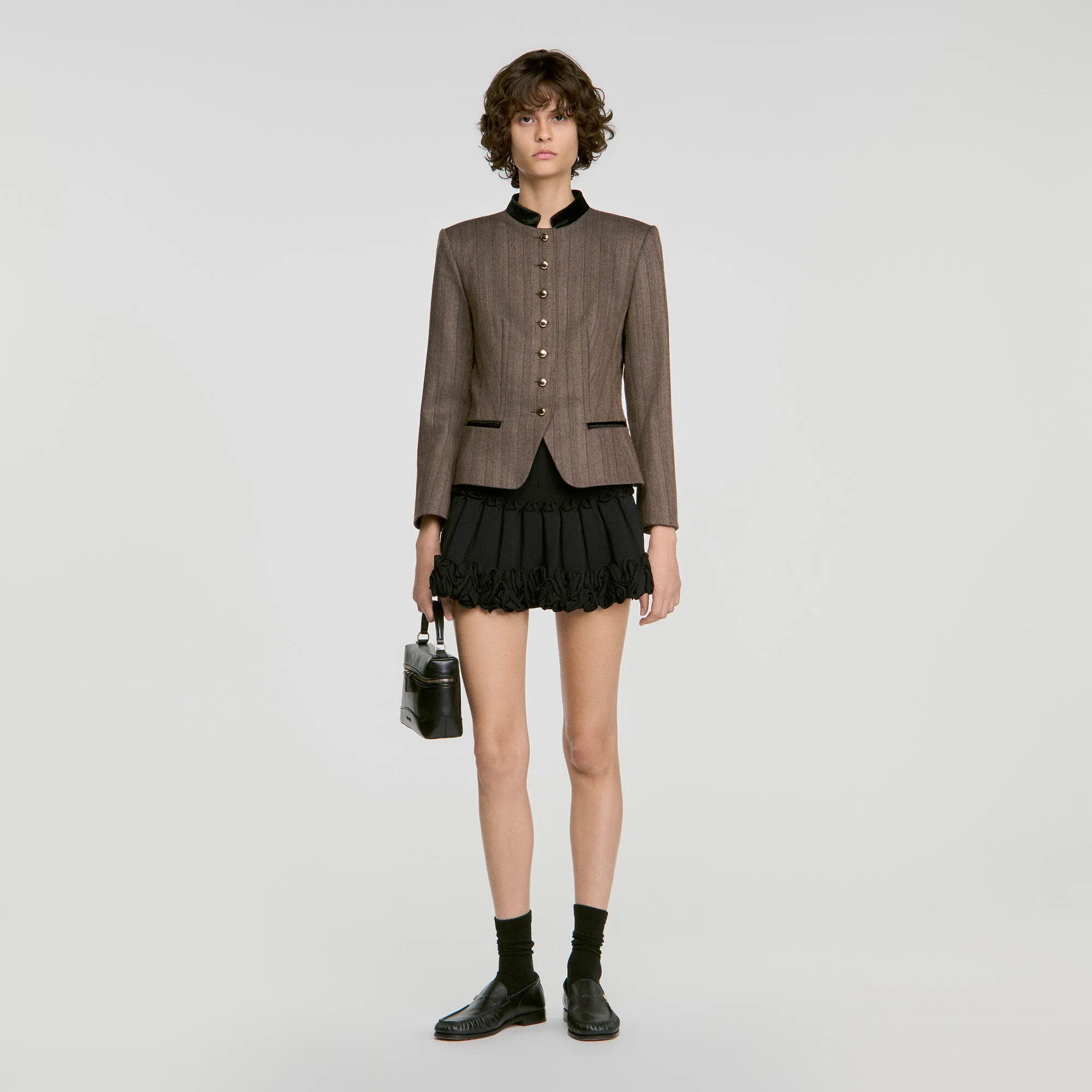 Veste de costume en laine rayée