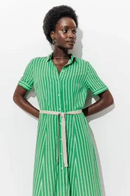 Longue robe-chemise rayée — photo 5