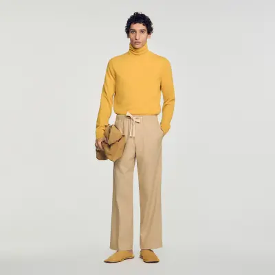 Pantalon large coton cordon tressé