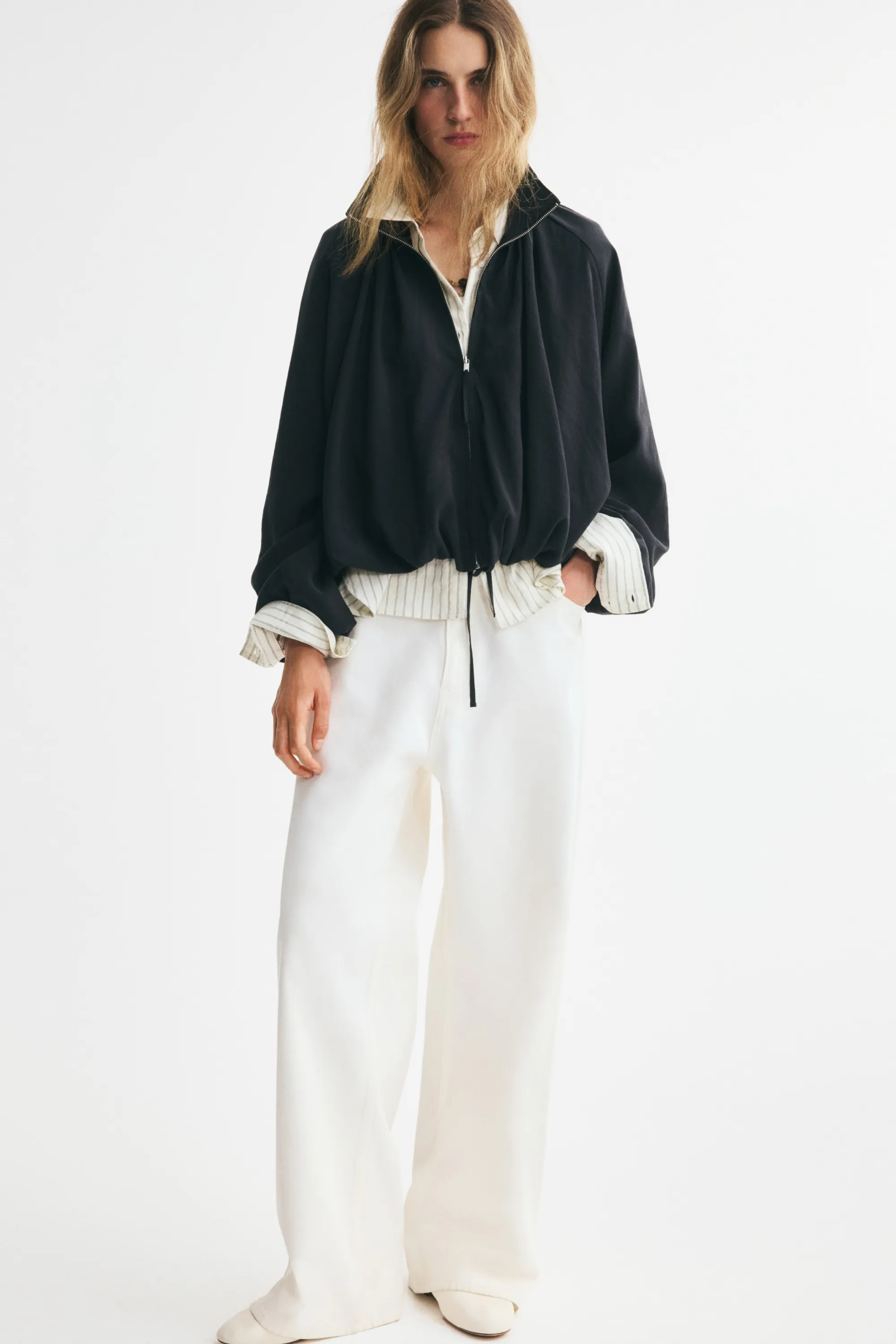 Veste oversize avec cordon de serrage - Gris foncé