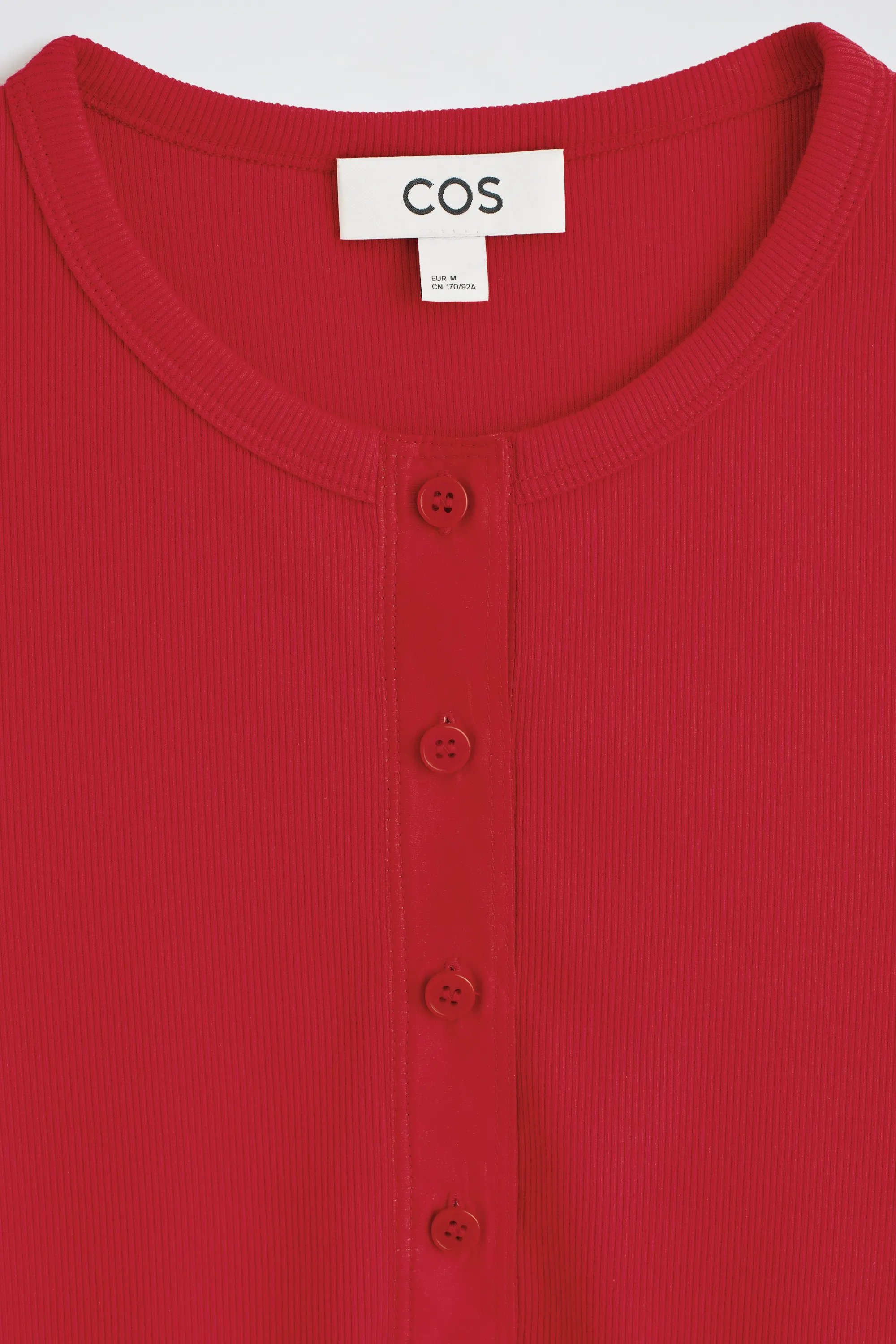 T-SHIRT HENLEY CÔTELÉ - ROUGE
