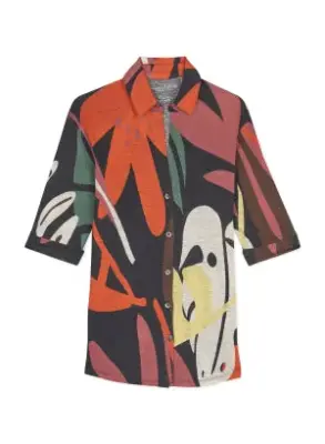 Chemise manches en lin et élasthanne