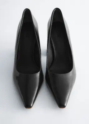 Escarpins en cuir à talons épais - Noir — photo 1