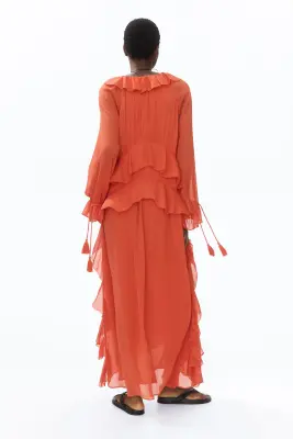 Robe oversize volantée - Orange foncé — photo 4