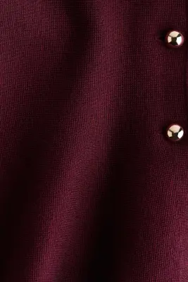 Fine-knit peplum cardigan - Bordeaux — photo 4